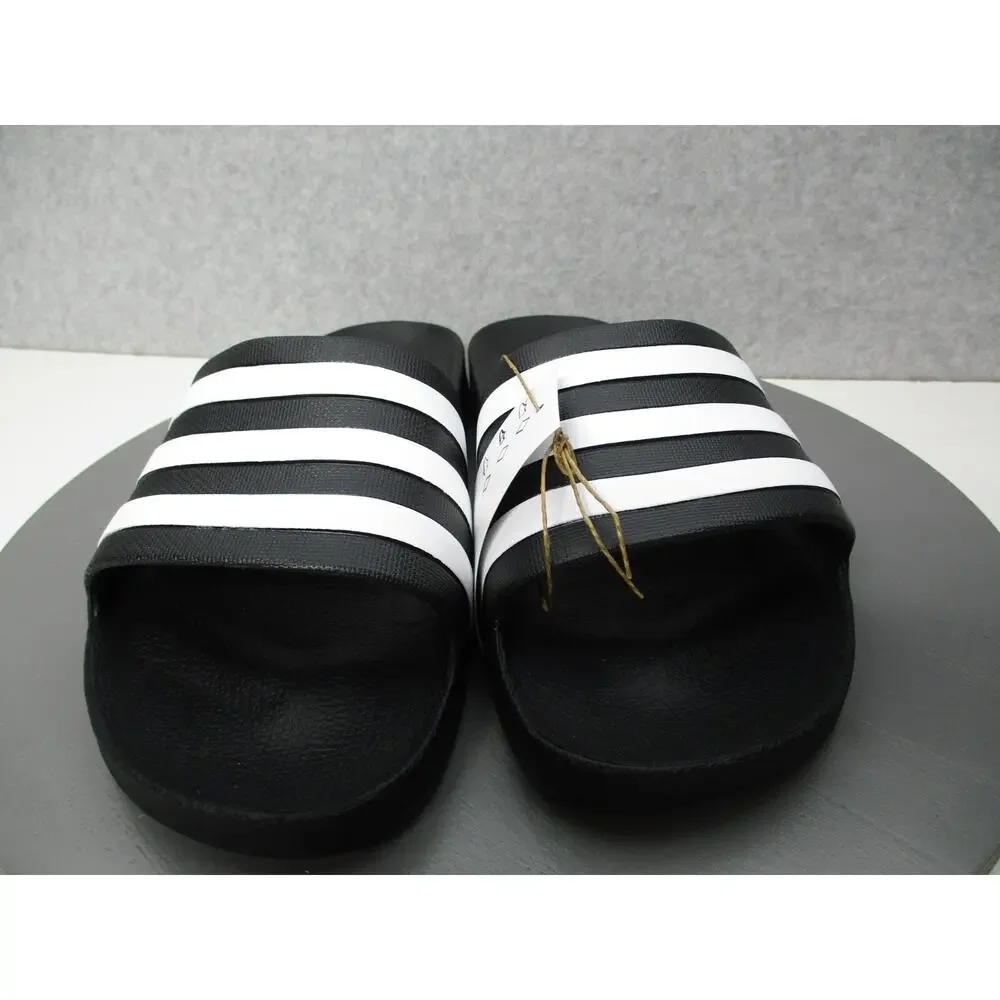 Adidas Adilette Aqua Slides Sandals Black White Mens Sz 11 Womens Sz 12